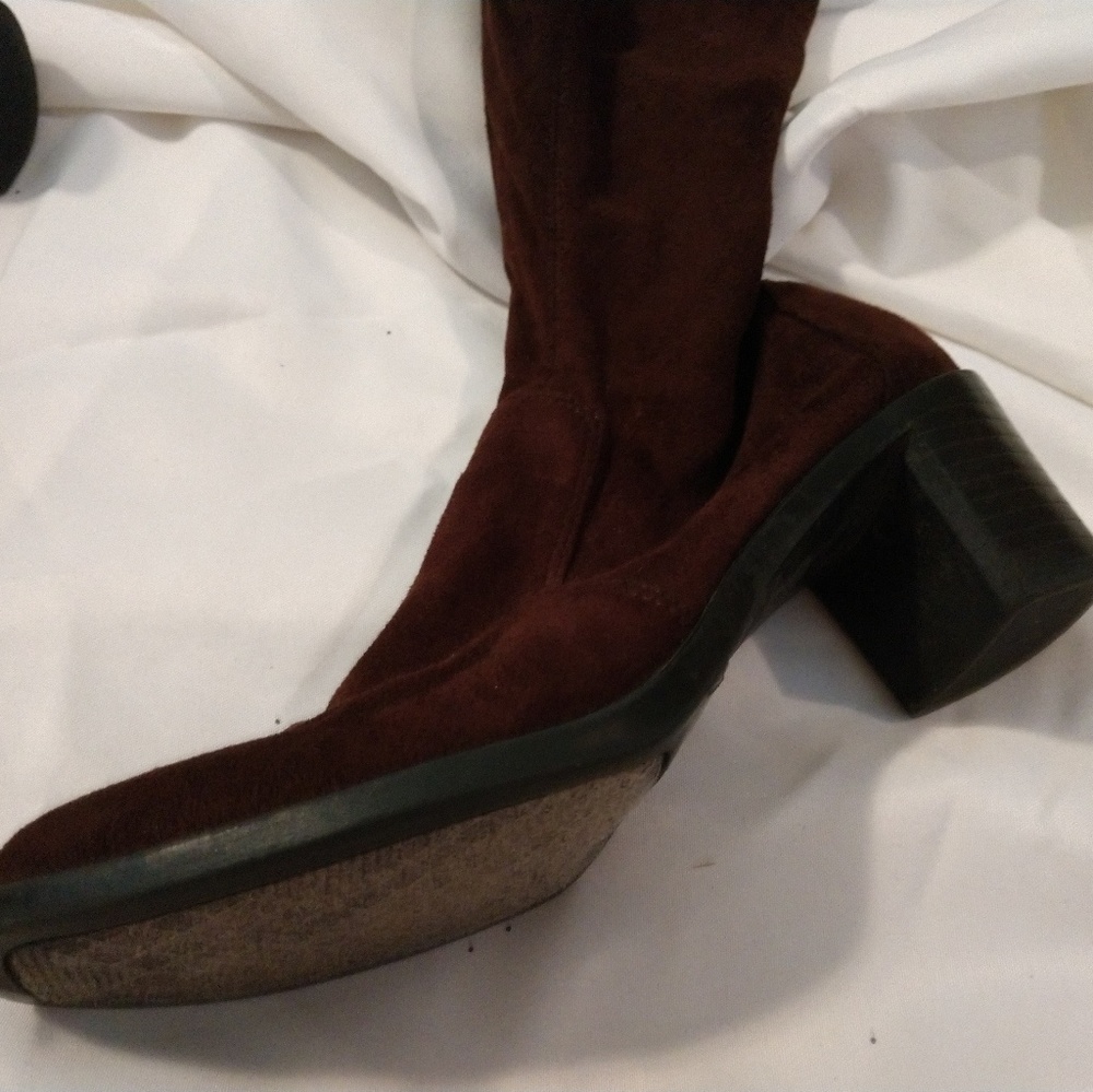 Brown faux suede boots